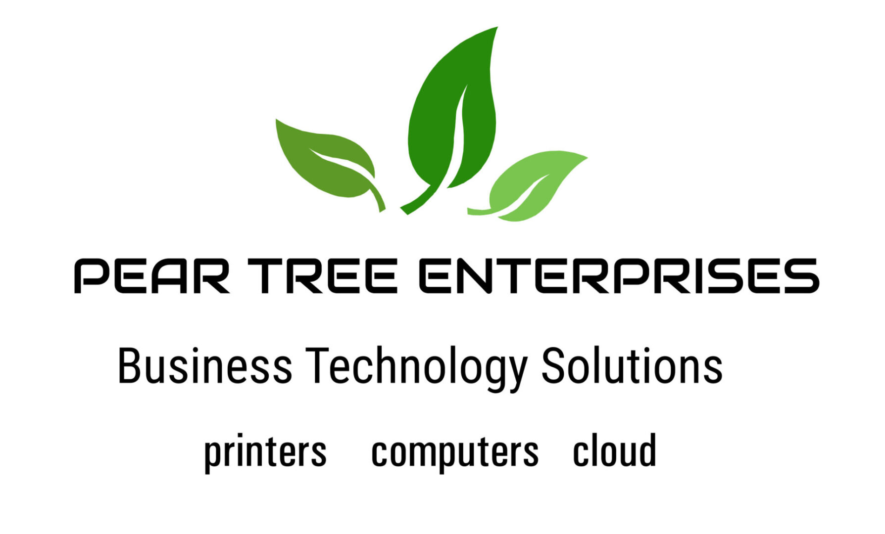 Logo for Clear Tree Enterprises with a leaf design and tagline about business technology solutions.