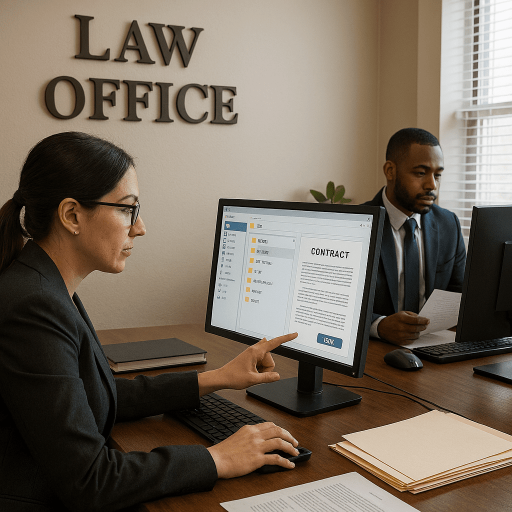 LAW OFFICE WITH A TEAM OF 2 USING DOCUMENT MANAGEM
